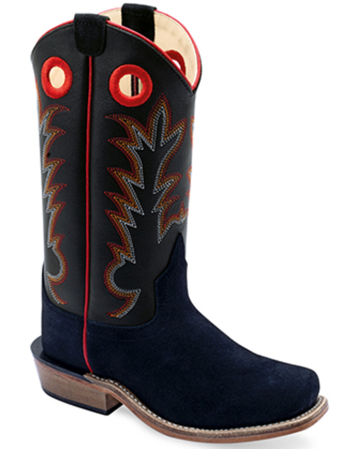 Old West Boys' Suede Western Boots - Broad Square Toe