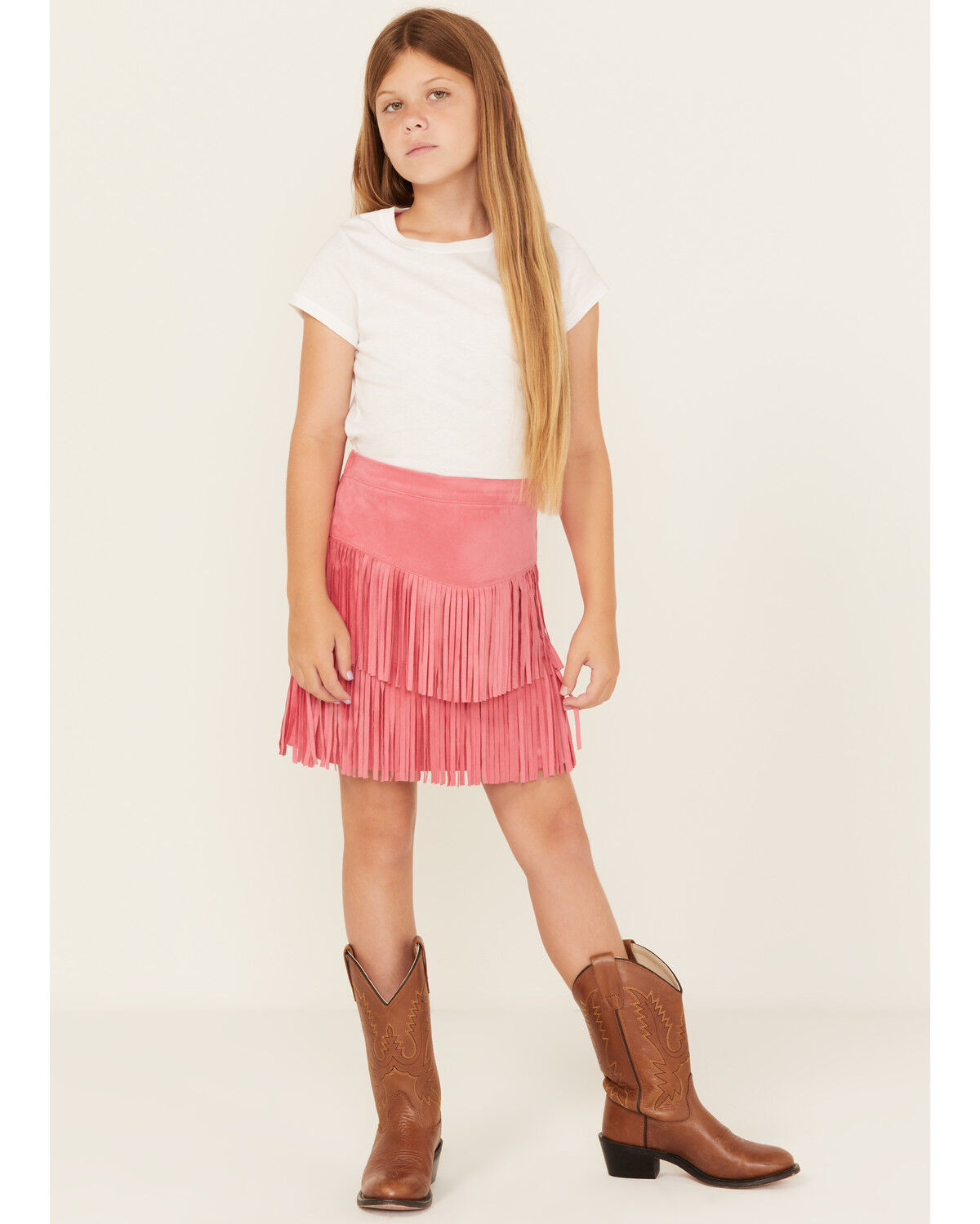 Shyanne Girls' Faux Suede Fringe Skirt