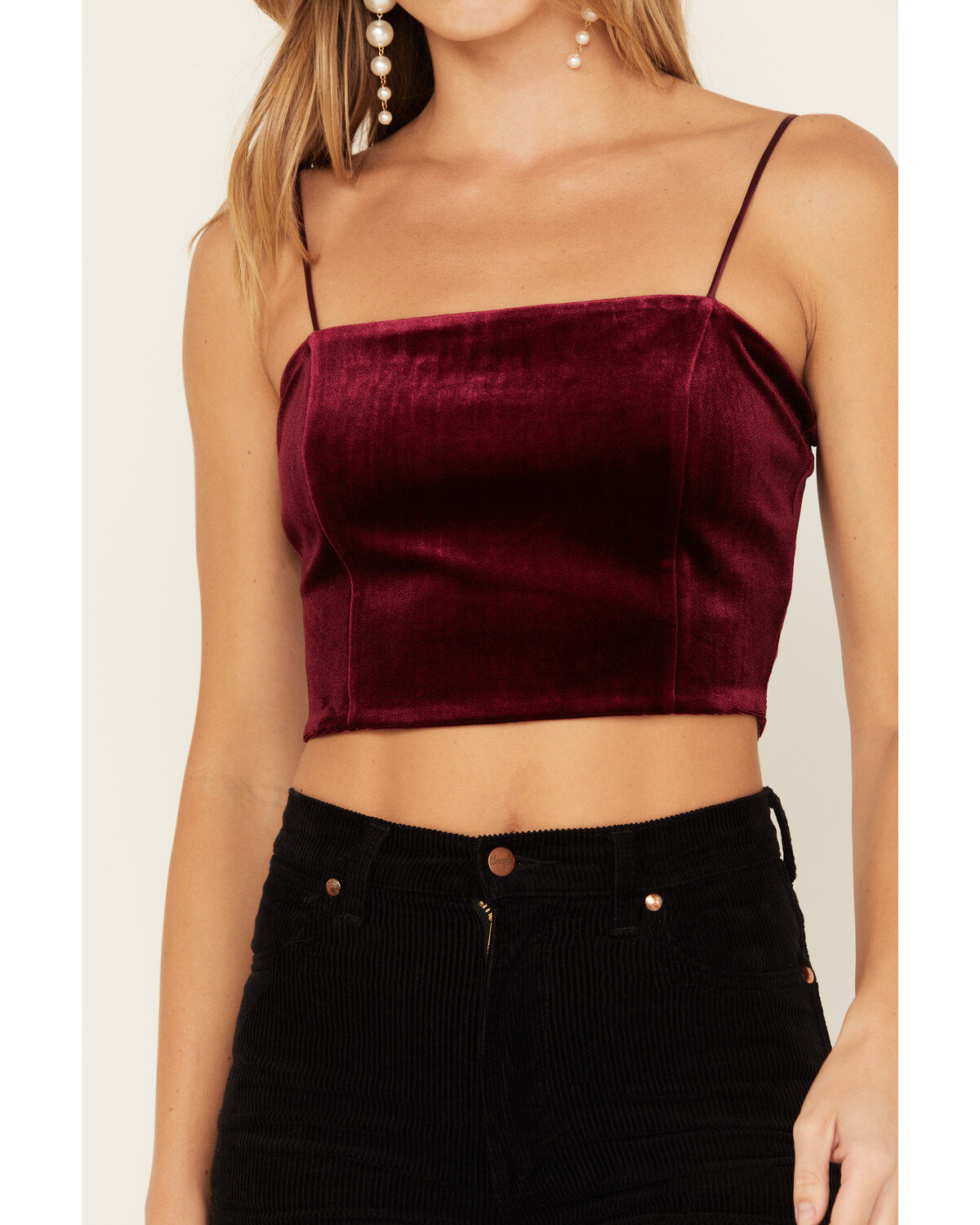 Sadie & Sage Women's Misty Velvet Crop Cami Top