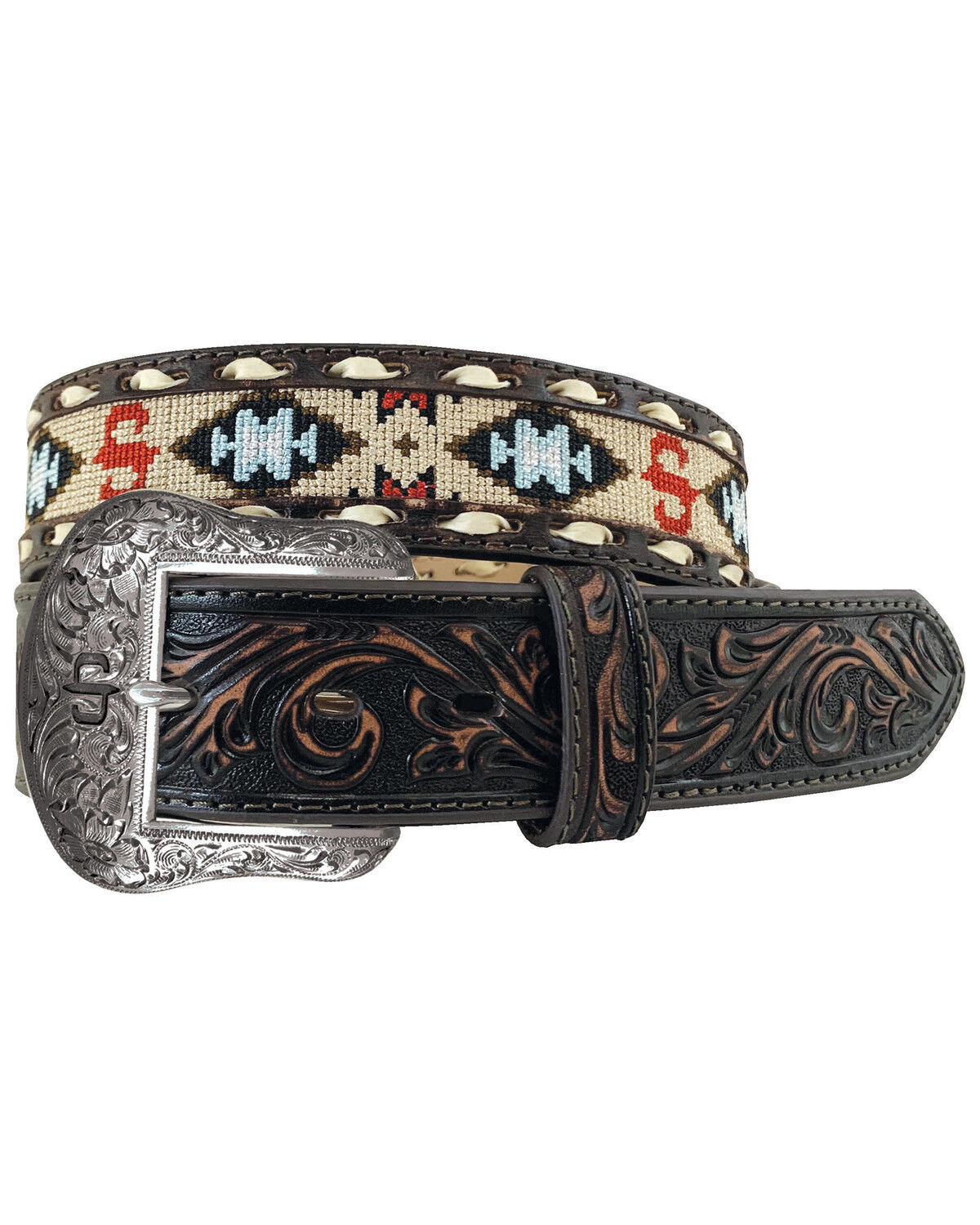 Stetson Men's Southwestern Tooled Leather Belt