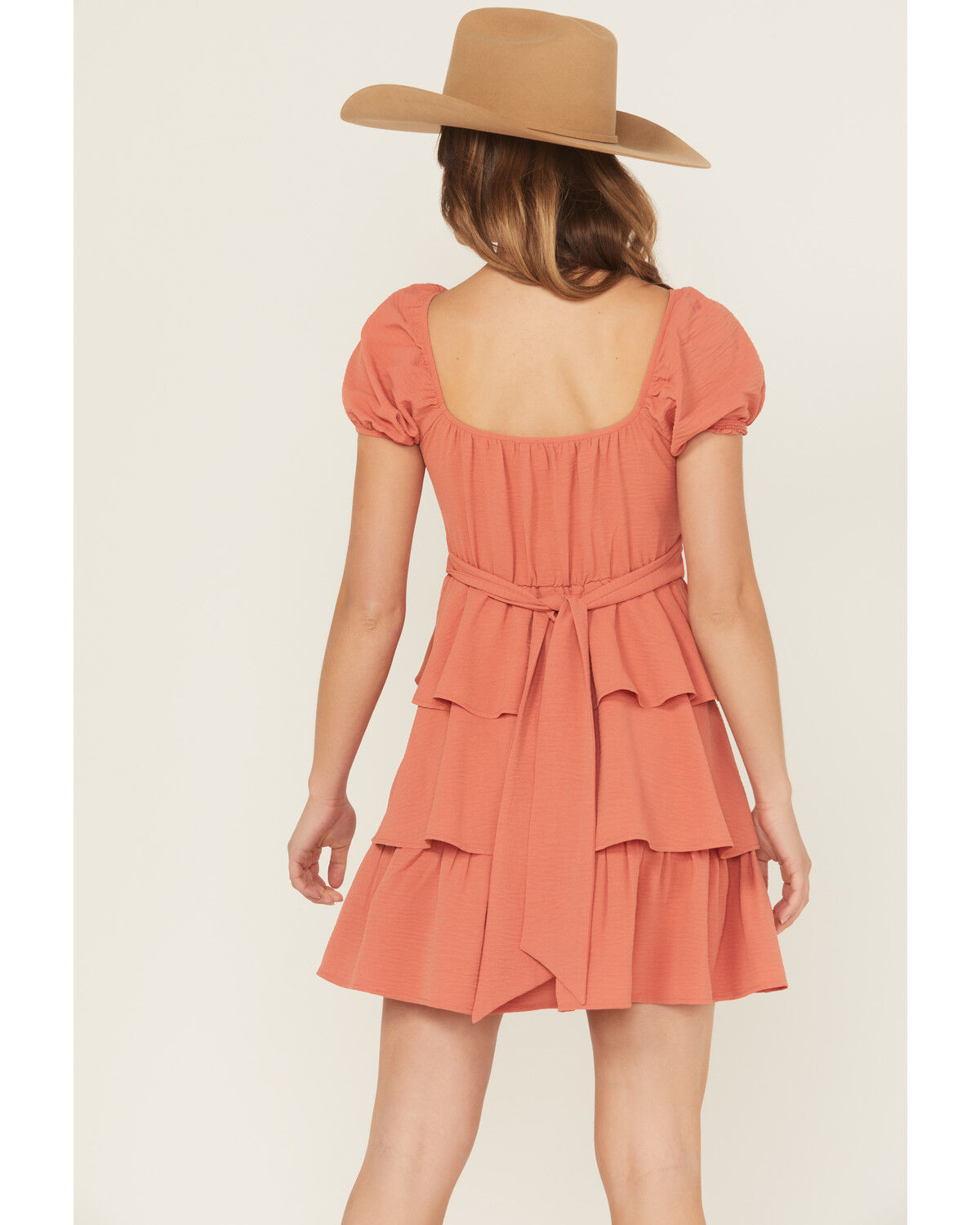 Originality Women's Solid Puff Sleeve Mini Dress