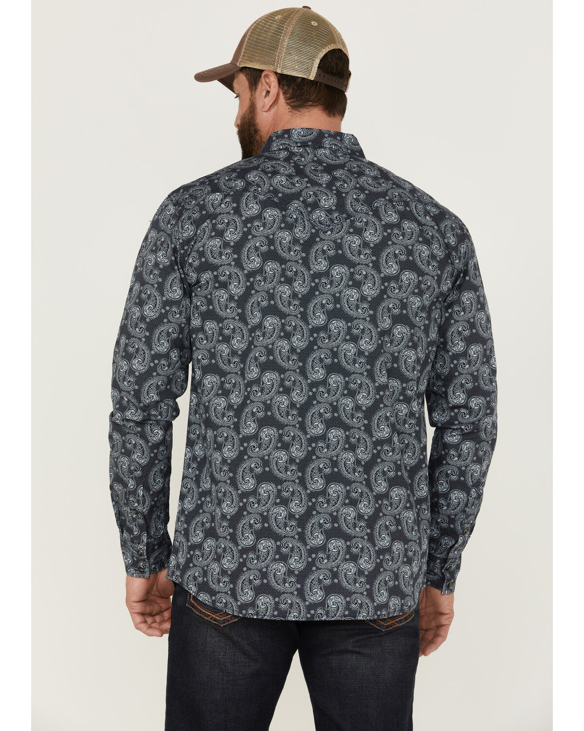 Moonshine Spirit Men's Amusement Large Paisley Print Long Sleeve Western Shirt