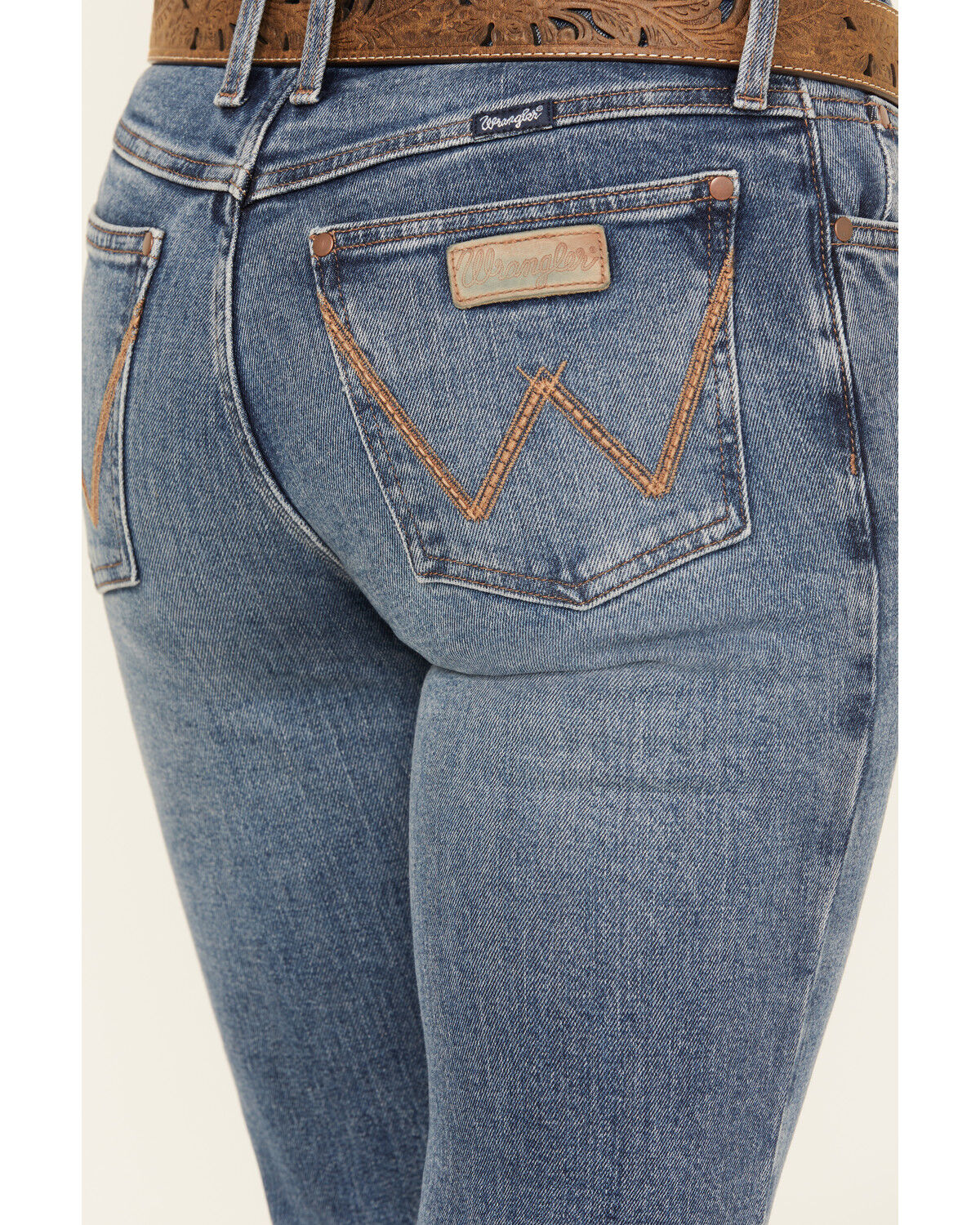Wrangler Retro Women's Medium Wash Iris Mid Rise Trouser Stretch Denim Jeans