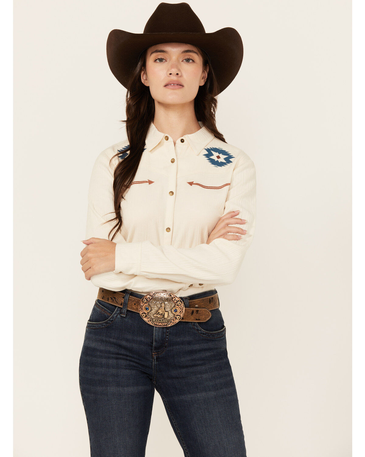 Shyanne Women's Western Embroidered Long Sleeve Snap Western Shirt