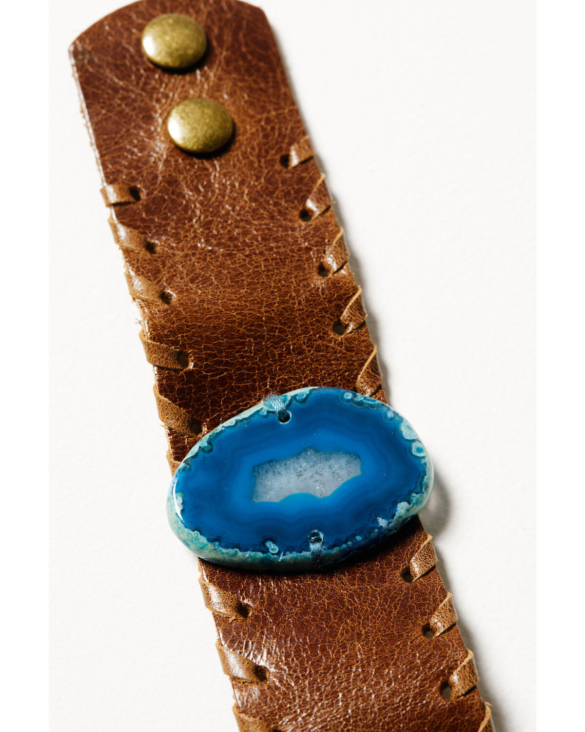 Shyanne Women's Monument Valley Blue Agate Leather Cuff Bracelet