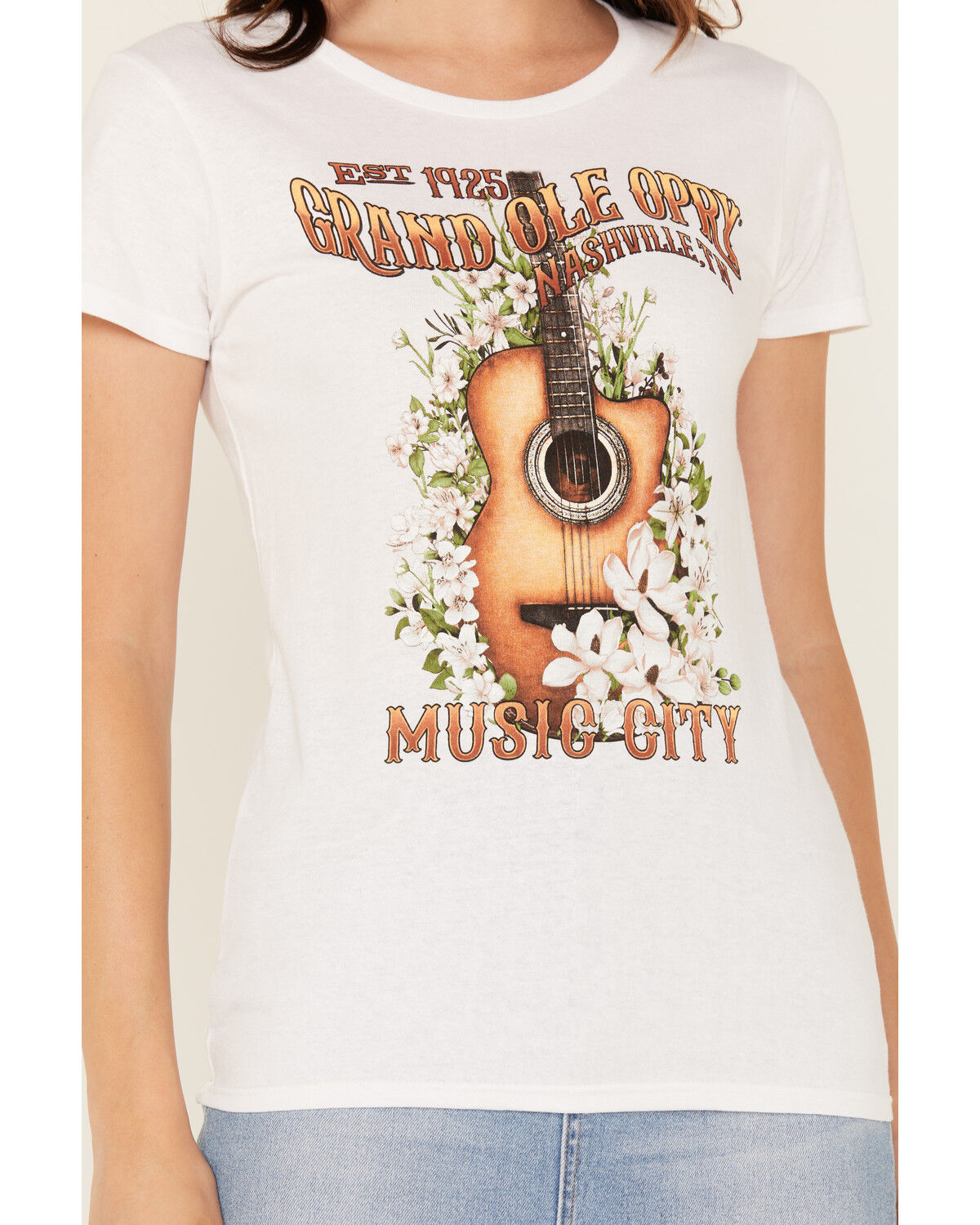 Changes Women's Grand Ole Opry Guitar Flowers Short Sleeve Graphic Tee