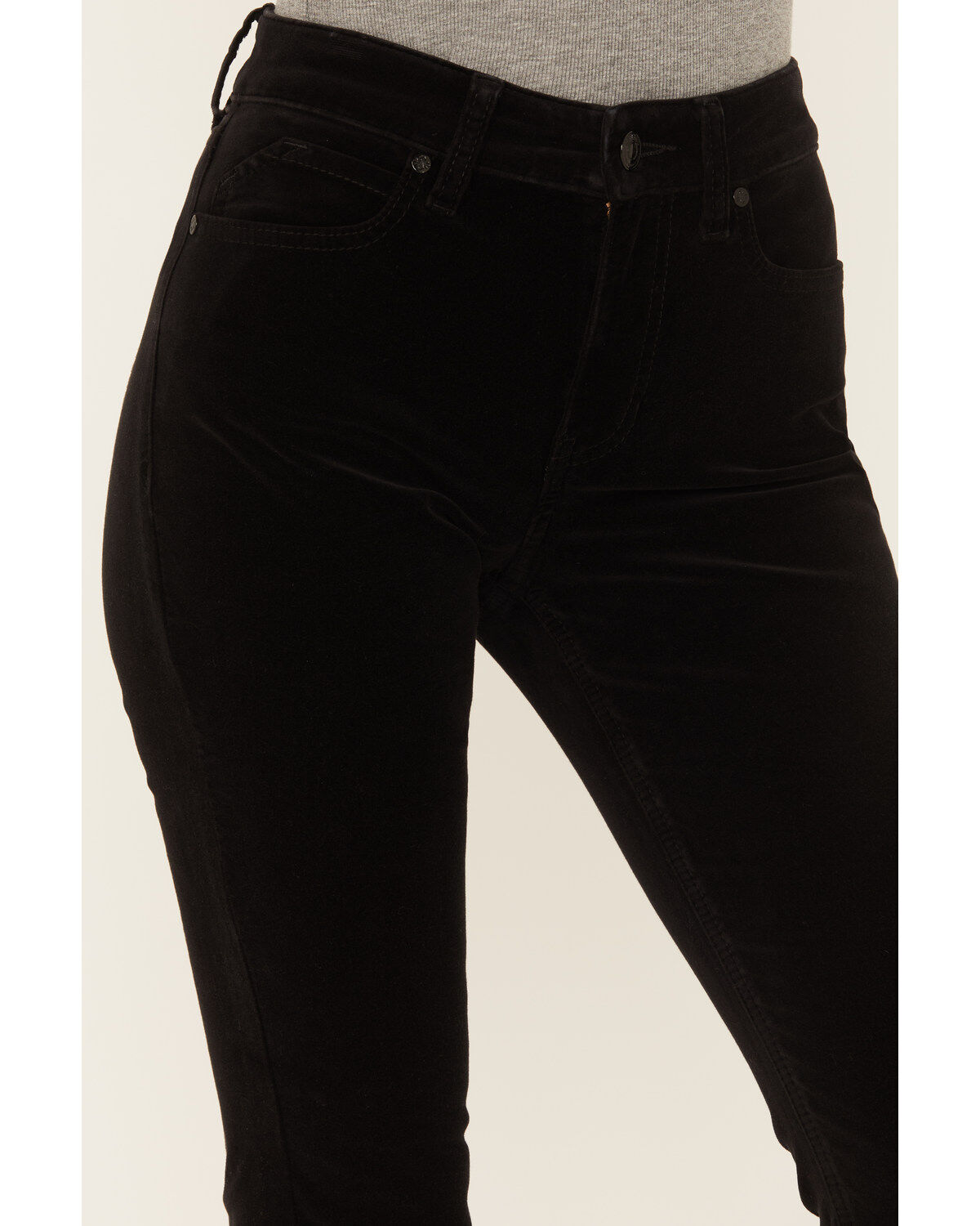 Shyanne Women's Black High Rise Velveteen Stretch Flare Jeans