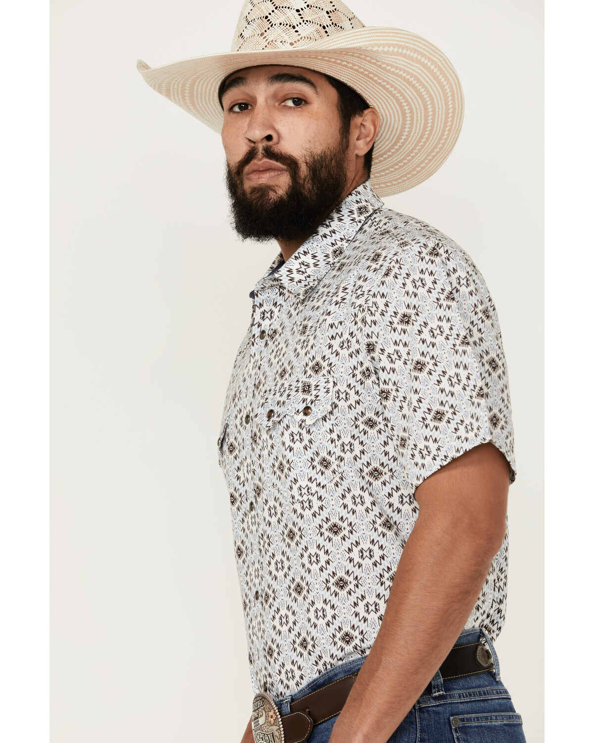 Cody James Men's High Plains Southwestern Print Short Sleeve Snap Western Shirt