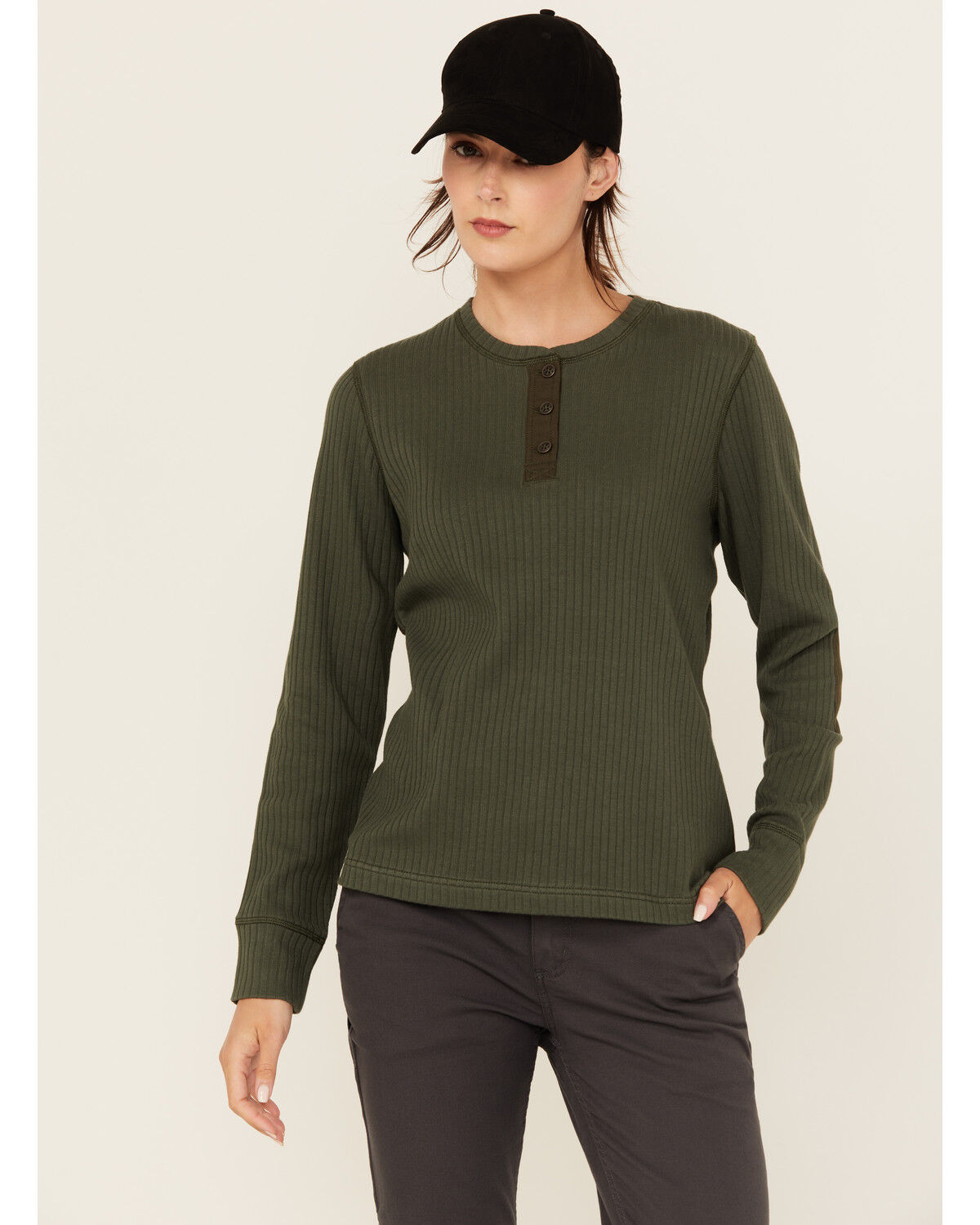 Lucky Brand Workwear Women's Long Sleeve Ribbed Henley Shirt