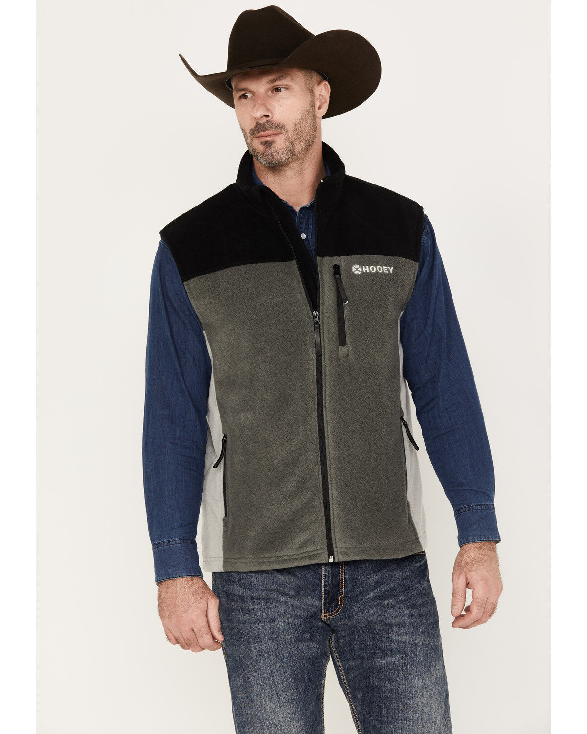 Hooey Men's Color Block Fleece Vest