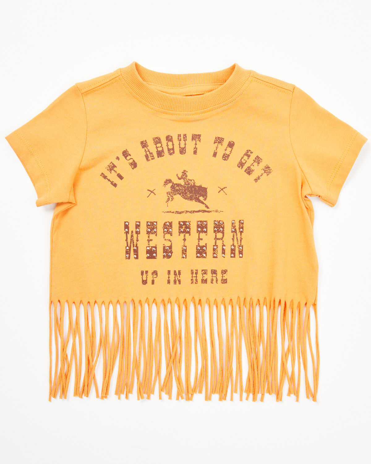 Shyanne Toddler Girls' It's About To Get Western Fringe Short Sleeve Graphic Tee