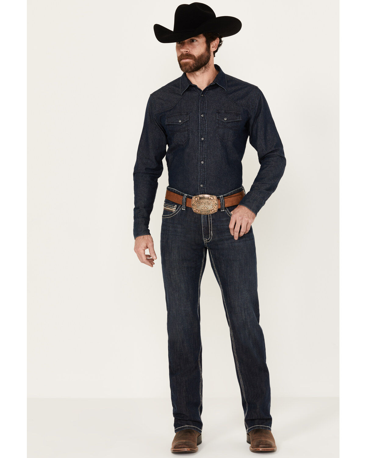 Rock & Roll Denim Men's Revolver Dark Vintage Wash Slim Straight Reflex Denim Jeans