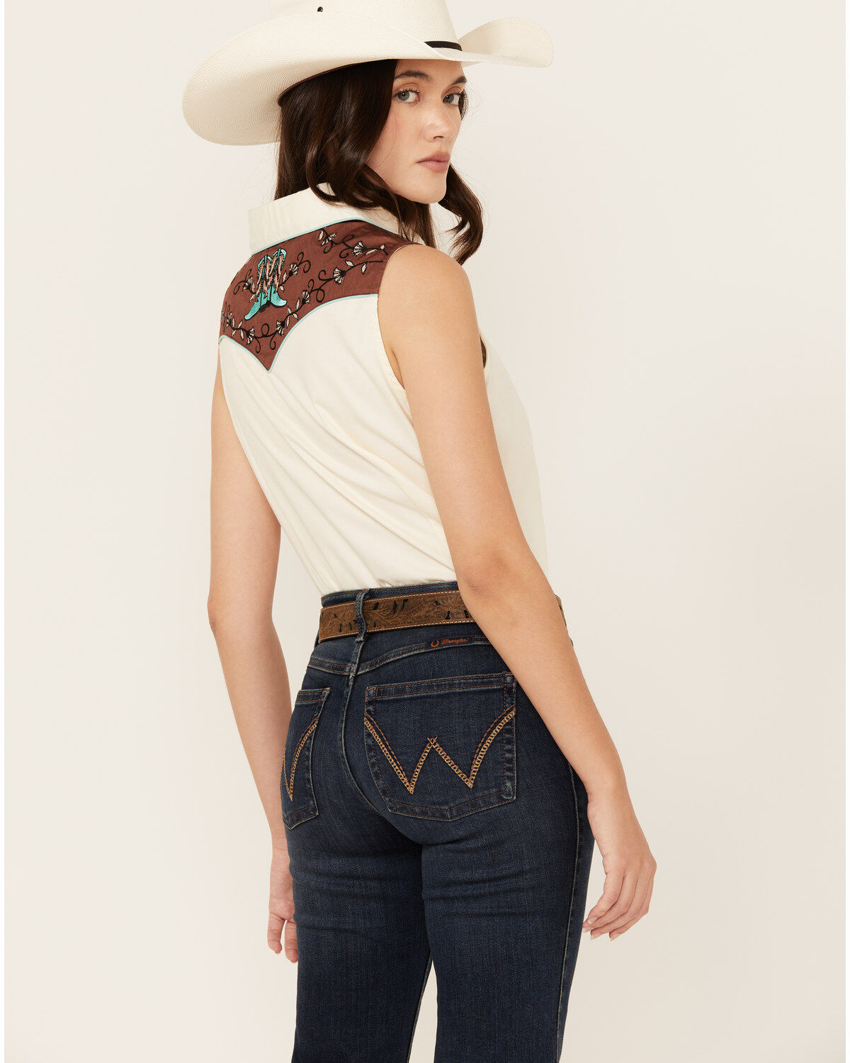 Panhandle Women's Retro Sleeveless Pearl Snap Western Shirt