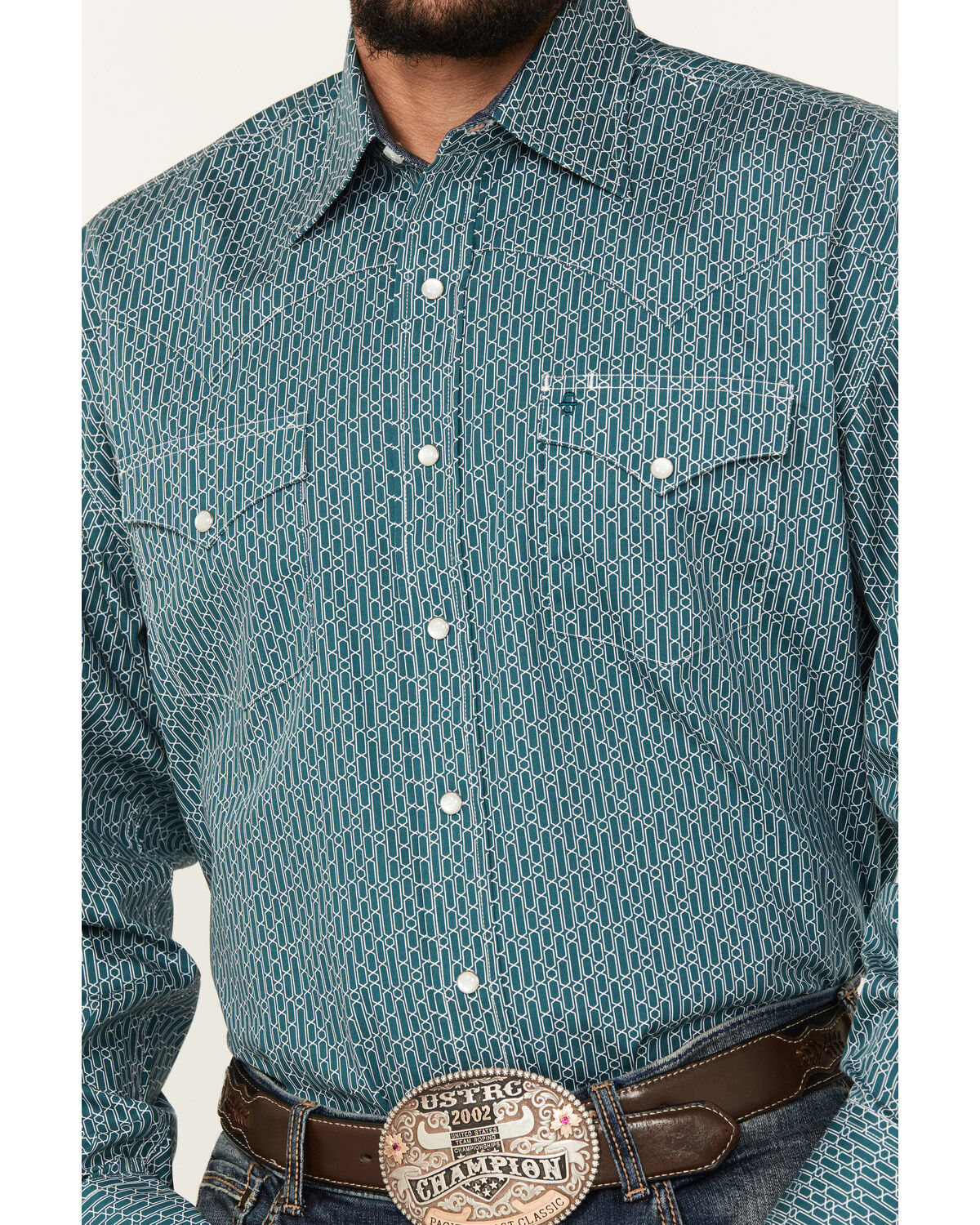 Stetson Men's Geo Print Long Sleeve Pearl Snap Western Shirt