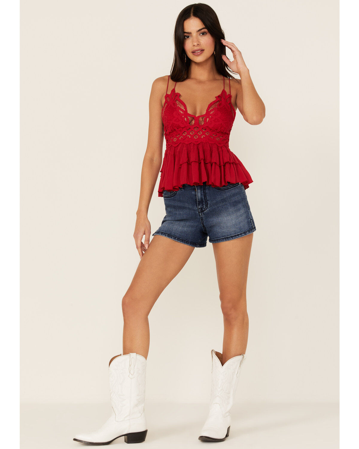 Shyanne Women's States Americana Embroidered High Rise 1/2 Shorts