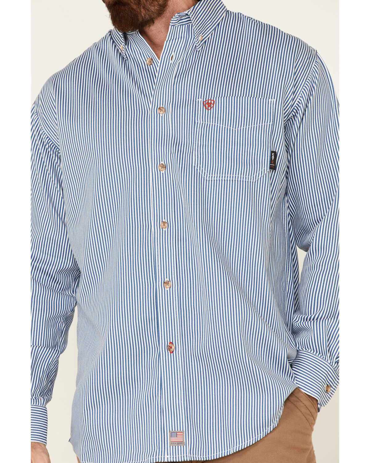 Ariat Men's FR Striped Long Sleeve Button Work Shirt