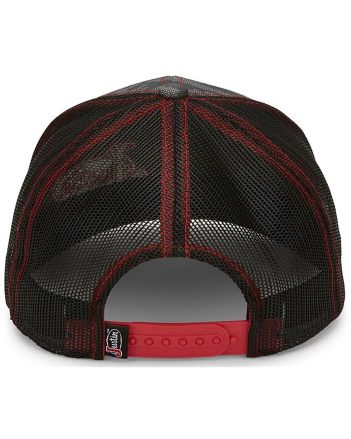 Justin Men's Gray Camo & Red Embroidered Logo Mesh-Back Ball Cap