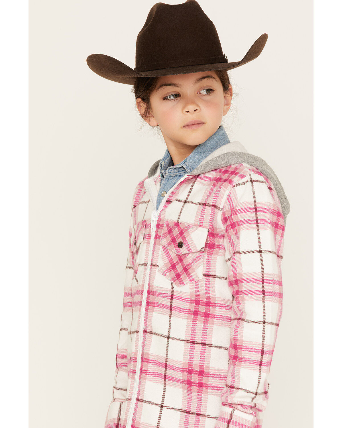 Shyanne Girls' Plaid Print Long Sleeve Flannel Shacket