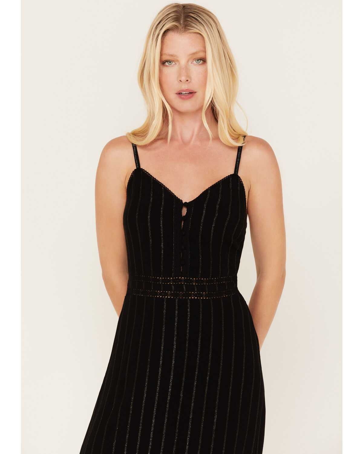 Idyllwind Women's Metallic Stripe Maxi Slip Dress