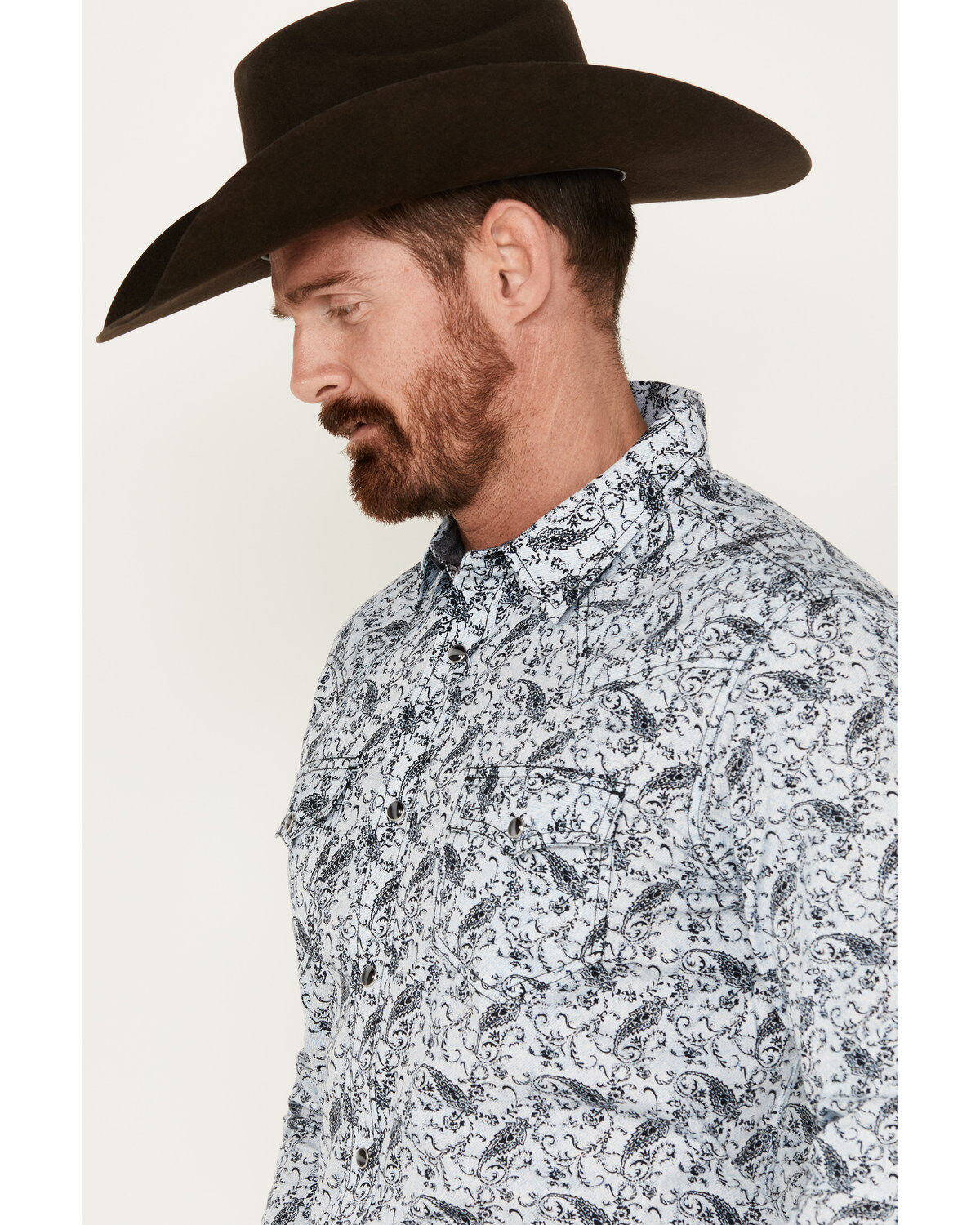 Cody James Men's Casa Blanca Paisley Print Long Sleeve Snap Western Shirt - Tall