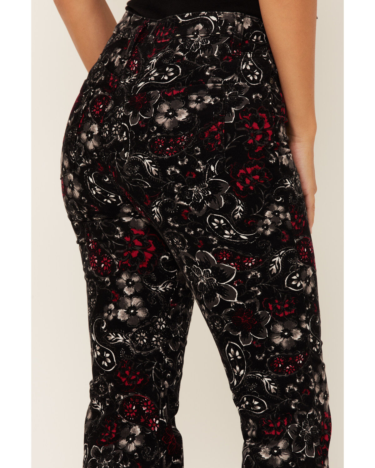 Idyllwind Women's Floral Print High Rise Flare Corduroy Jeans