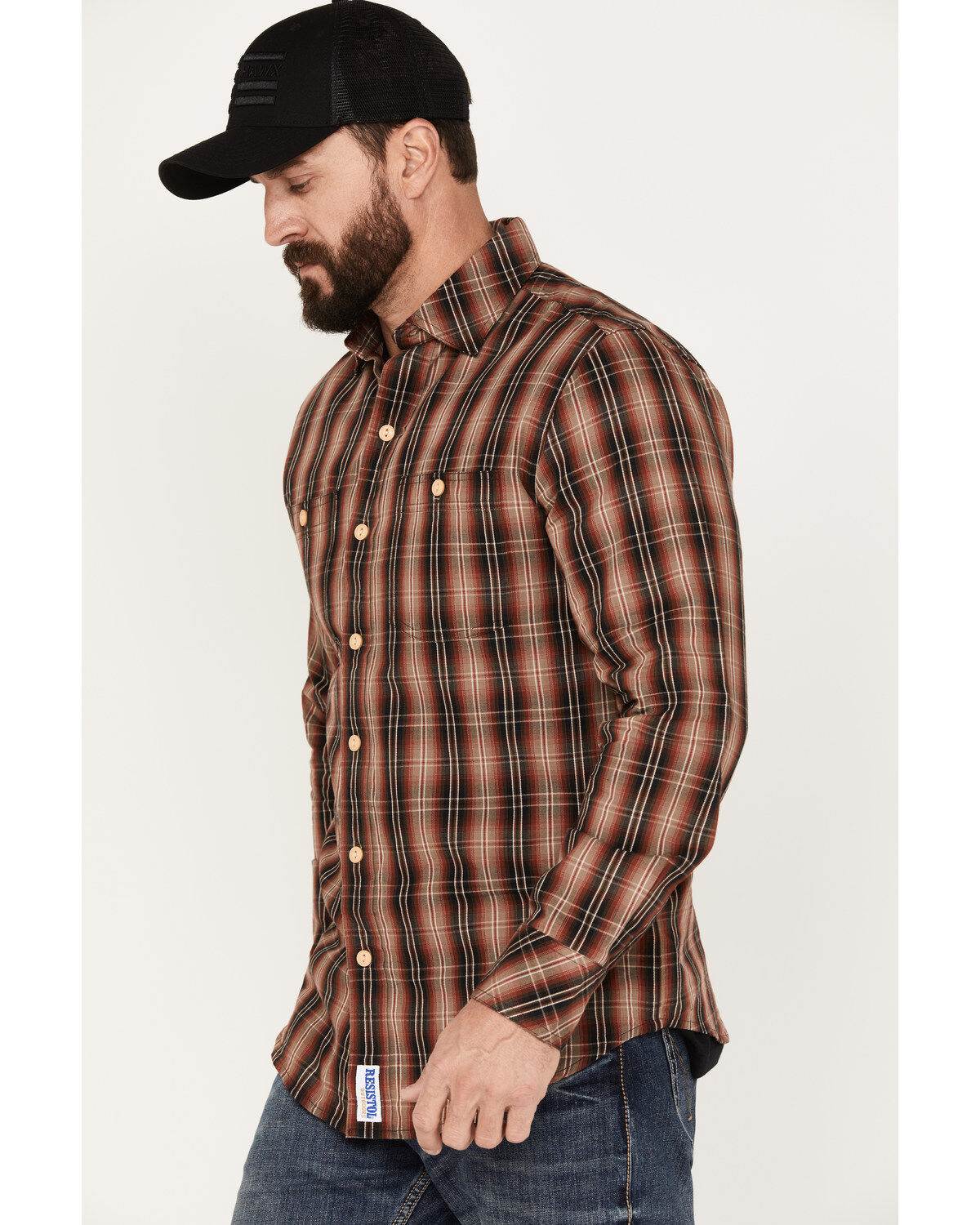 Resistol Men's Hayden Plaid Print Long Sleeve Button Down Western Shirt