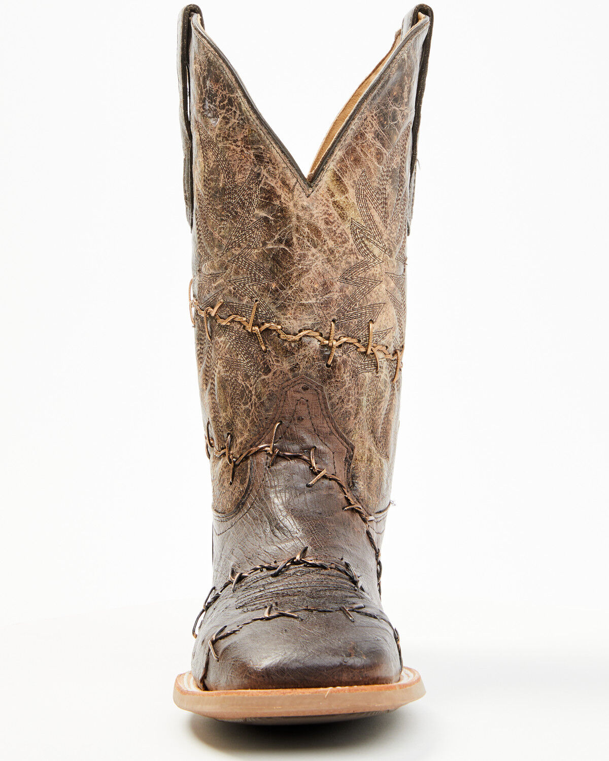 Corral Men's Exotic Ostrich Barbed Wire Western Boots - Broad Square Toe