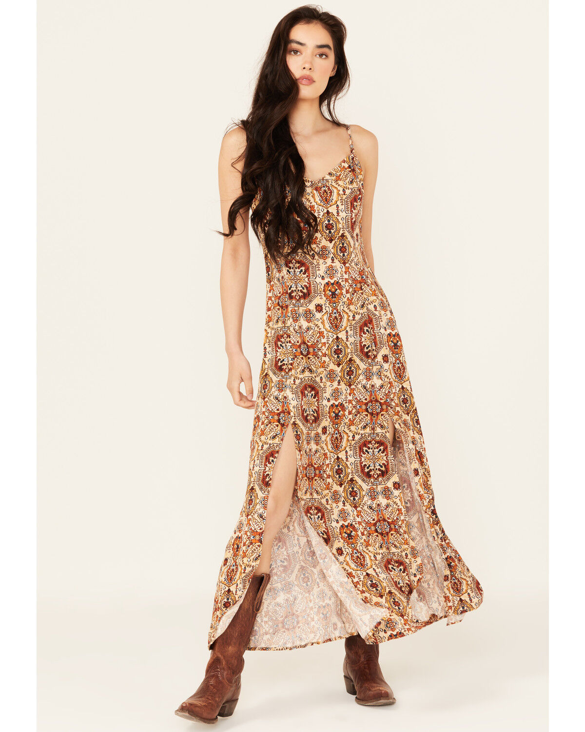 Idyllwind Women's Roxanne Tapestry Print Sleeveless Maxi Dress