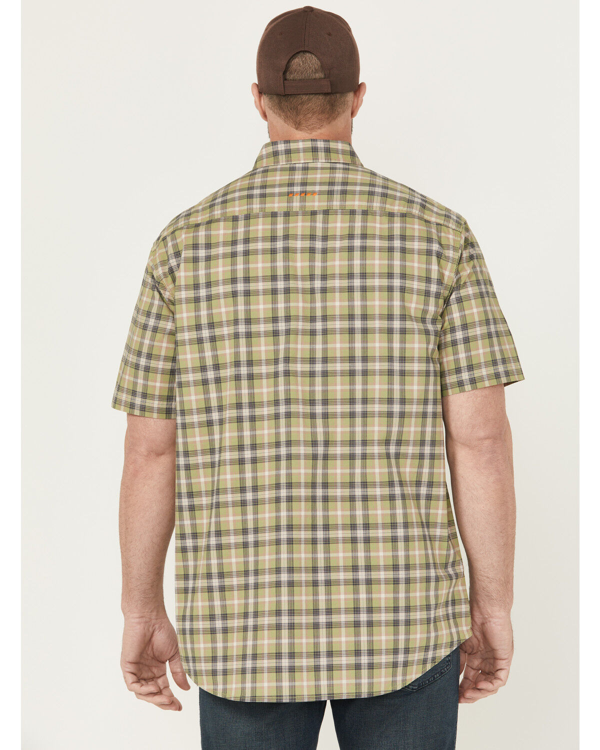 Ariat Men's Rebar Made Tough Short Plaid Print Sleeve Button-Down Stretch Work Shirt