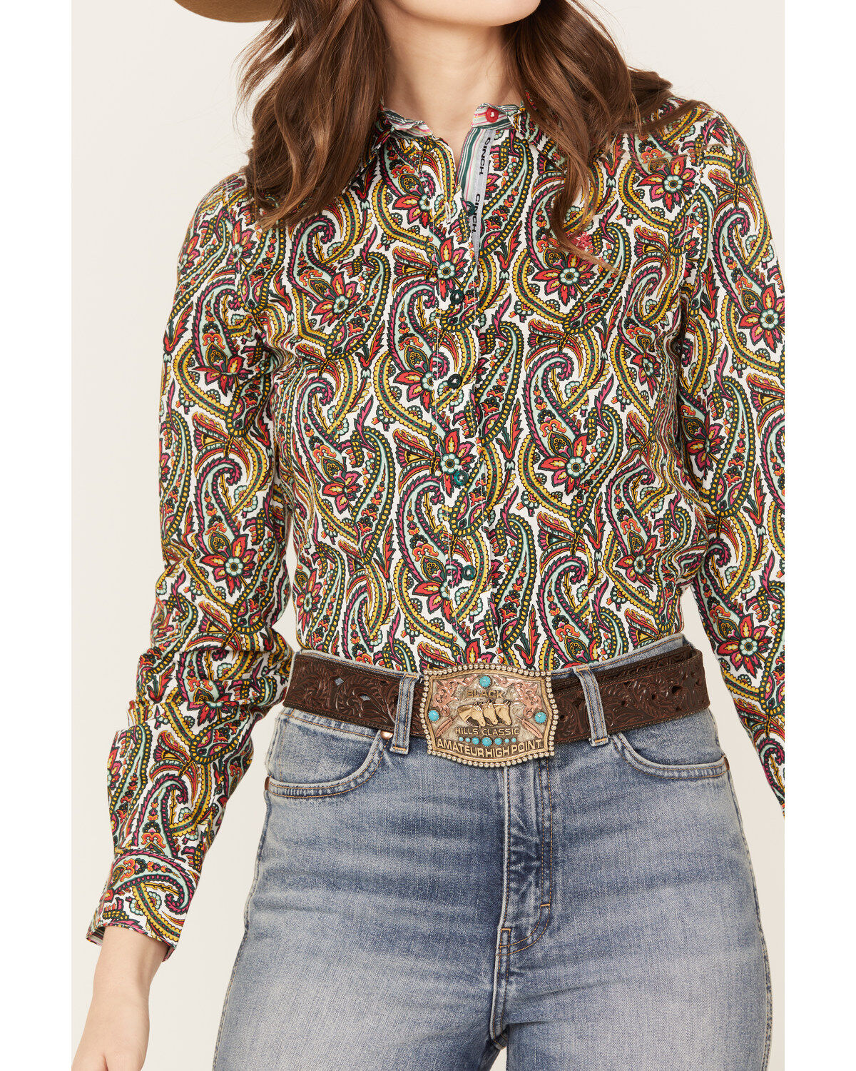 Cinch Women's Paisley Print Long Sleeve Button-Down Western Shirt