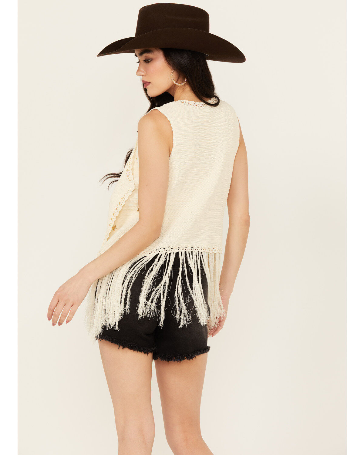 Blue B Women's Star Crochet Fringe Vest