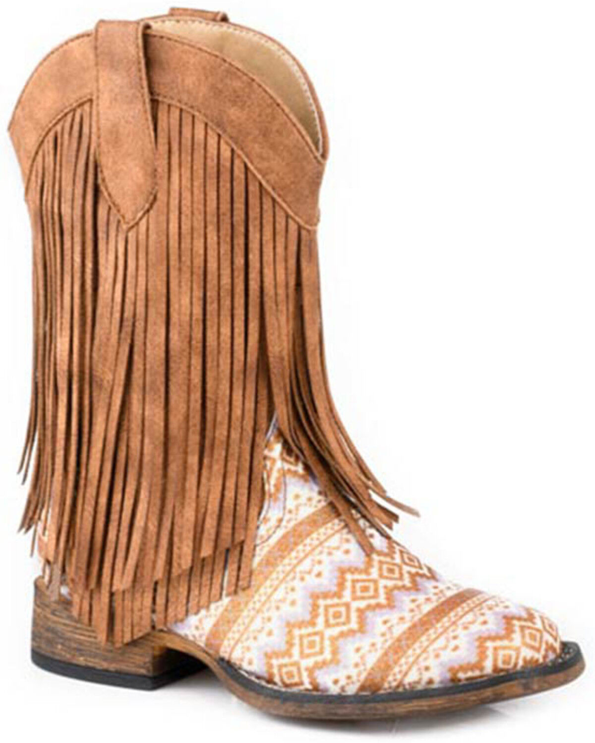 Roper Little Girls' Double Fringe Western Boots - Broad Square Toe