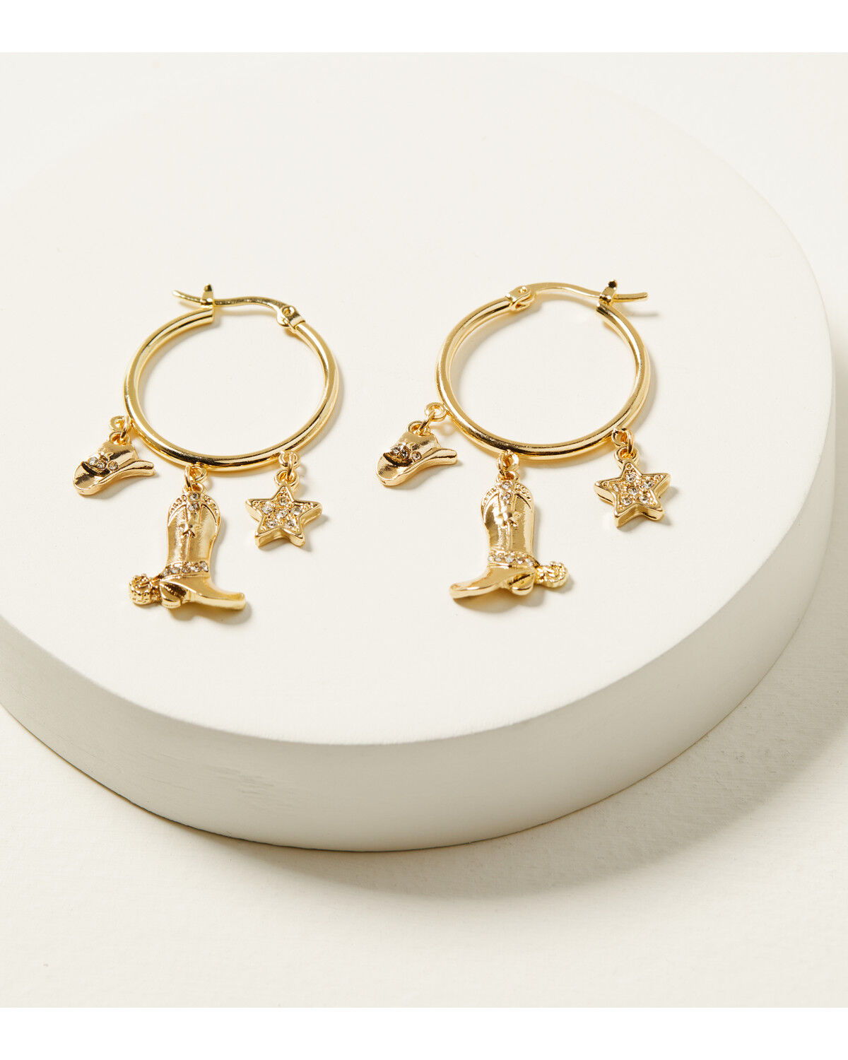 Shyanne Women's 14K Gold Western Charm Dangle Hoop Earrings
