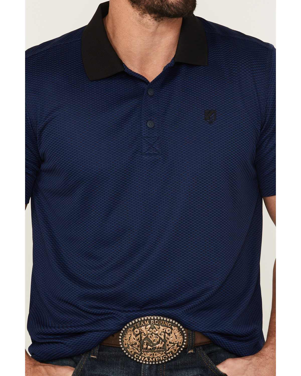 RANK 45® Men's Pickup Geo Print Short Sleeve Button-Down Polo Shirt