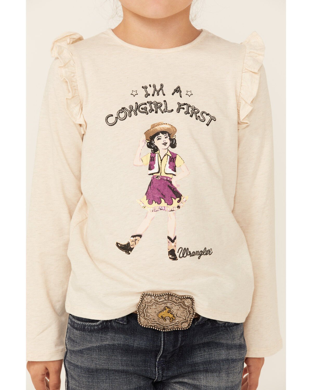 Wrangler Girls' Cowgirl First Long Sleeve T-Shirt