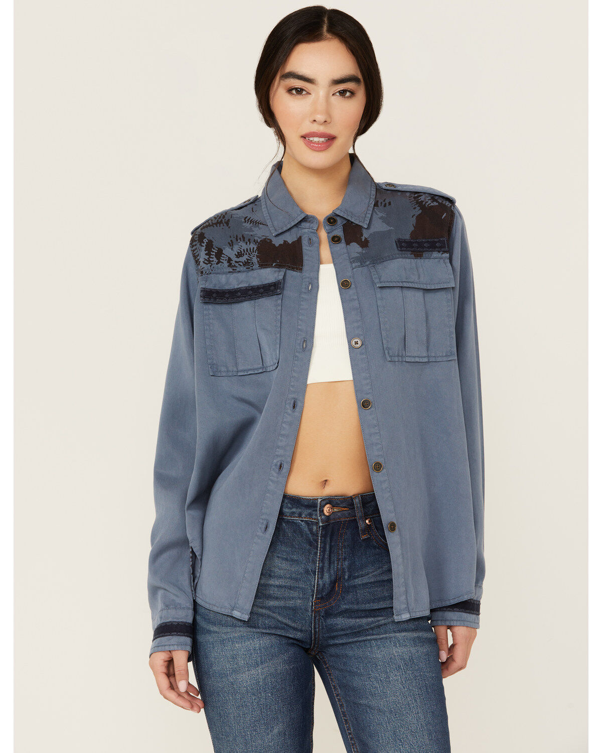 Cleo + Wolf Women's Axel Printed Long Sleeve Button-Down Shirt