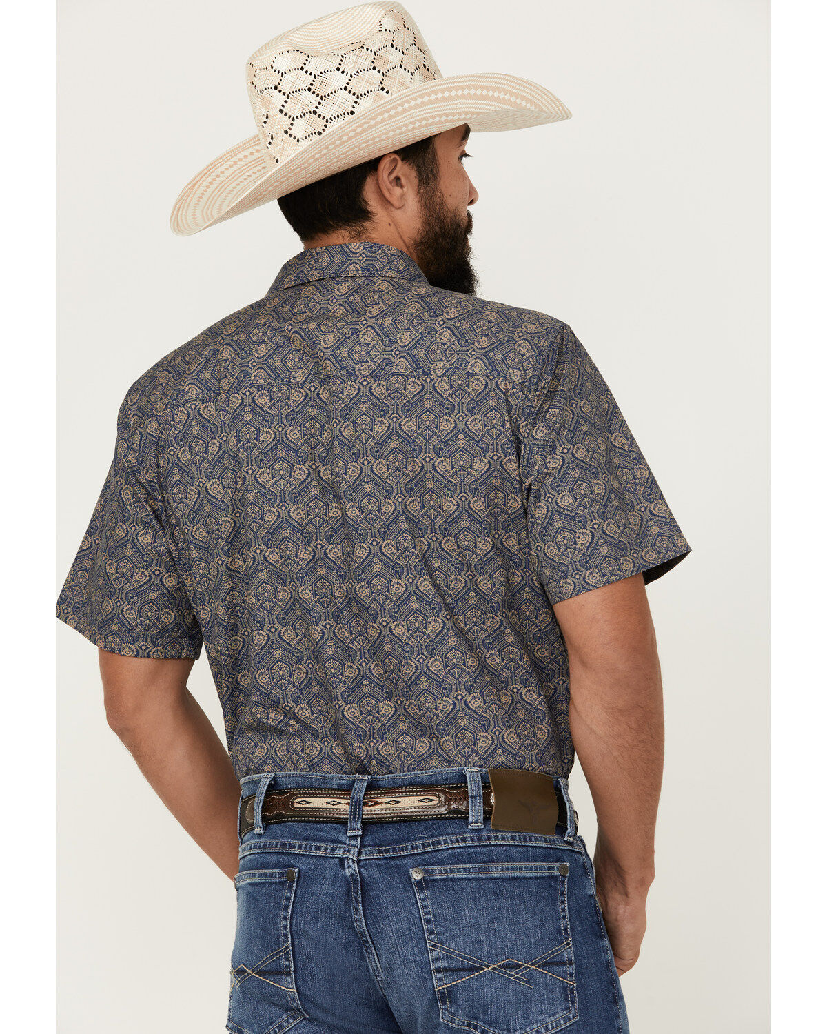 Gibson Trading Co Men's Rain Down Medallion Print Short Sleeve Button-Down Western Shirt