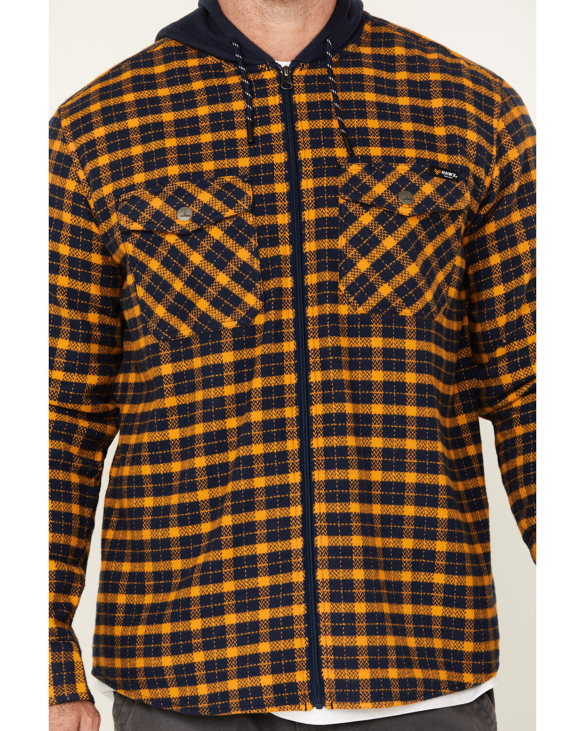 Hawx Men's Jacob Plaid Print Long Sleeve Hooded Flannel Shirt