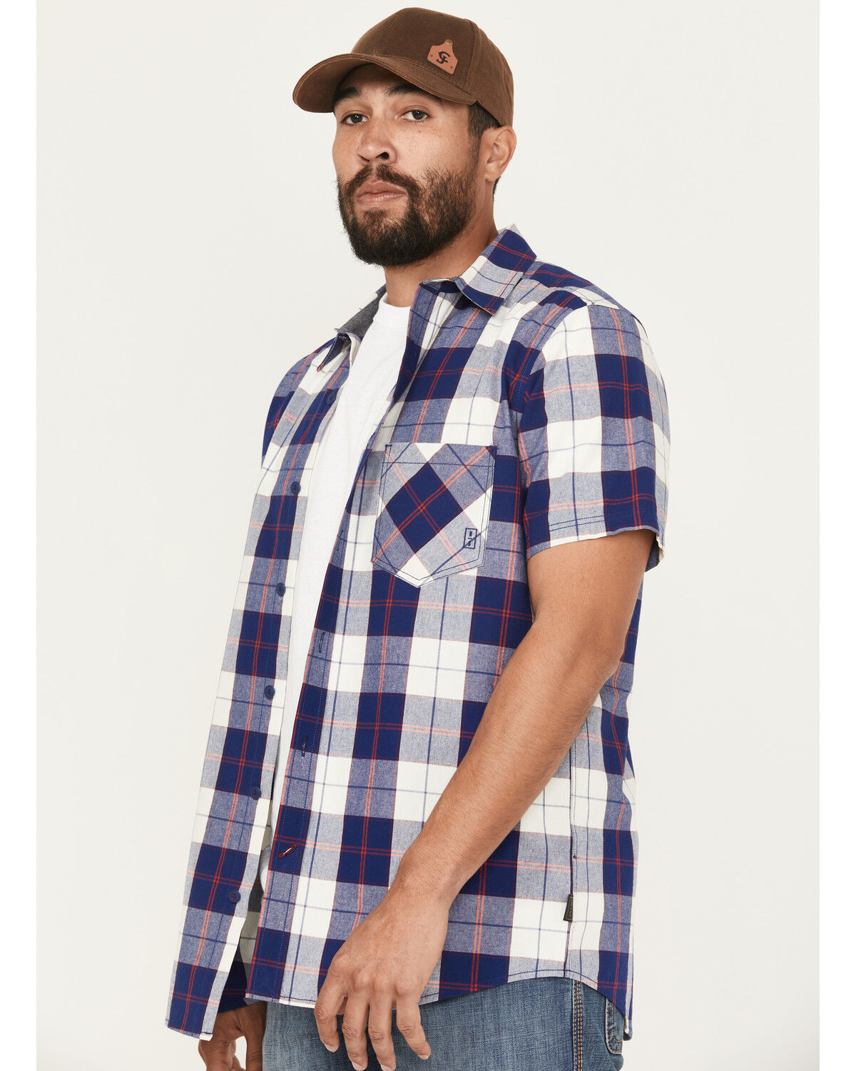 Brothers And Sons Calaveras Plaid Print Short Sleeve Button-Down Western Shirt