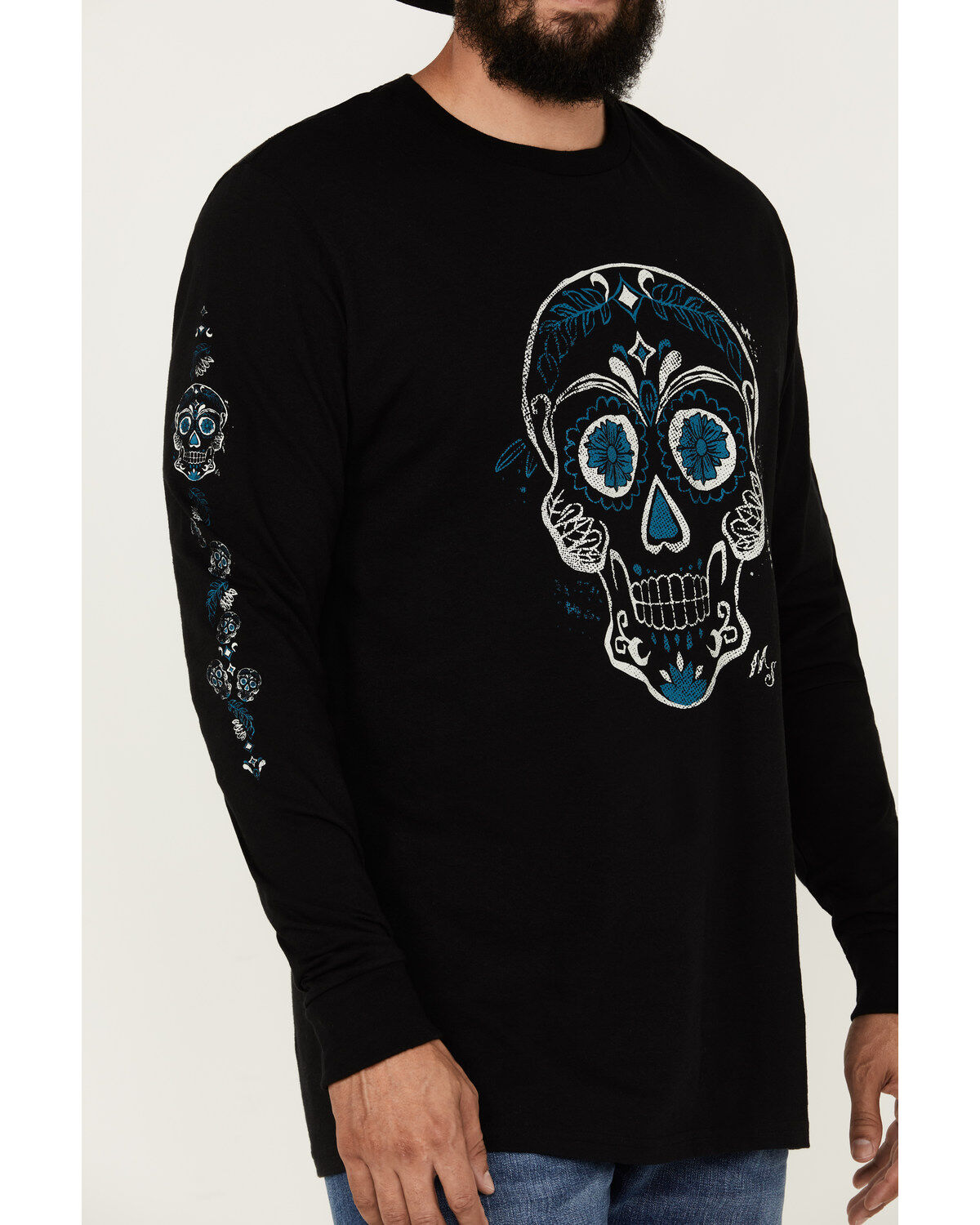 Moonshine Spirit Men's Candy Skull Long Sleeve Graphic T-Shirt