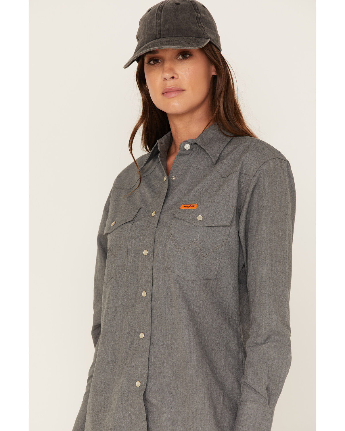 Wrangler Women's FR Long Sleeve Pearl Snap Western Work Shirt