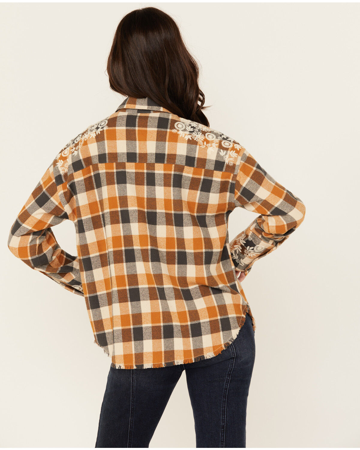 Cleo + Wolf Women's Christian Plaid Print Embroidered Long Sleeve Button-Down Western Shirt