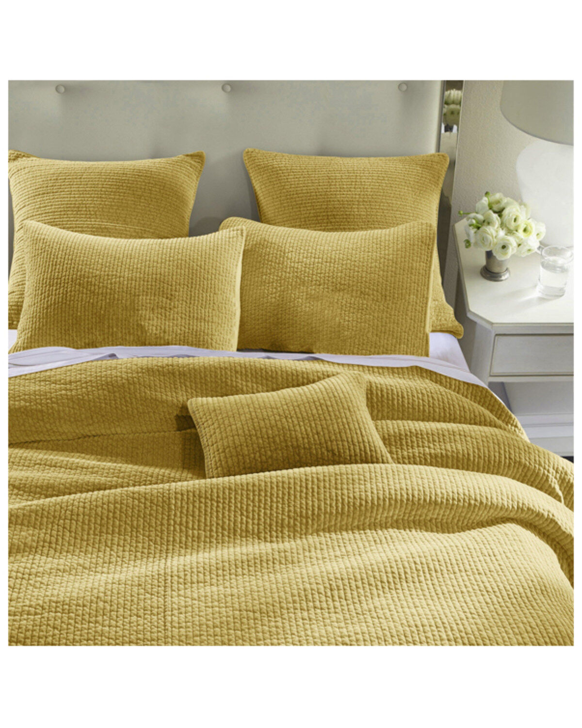 HiEnd Accents Tuscan Stonewashed Cotton & Velvet 3-Piece King Quilt Set