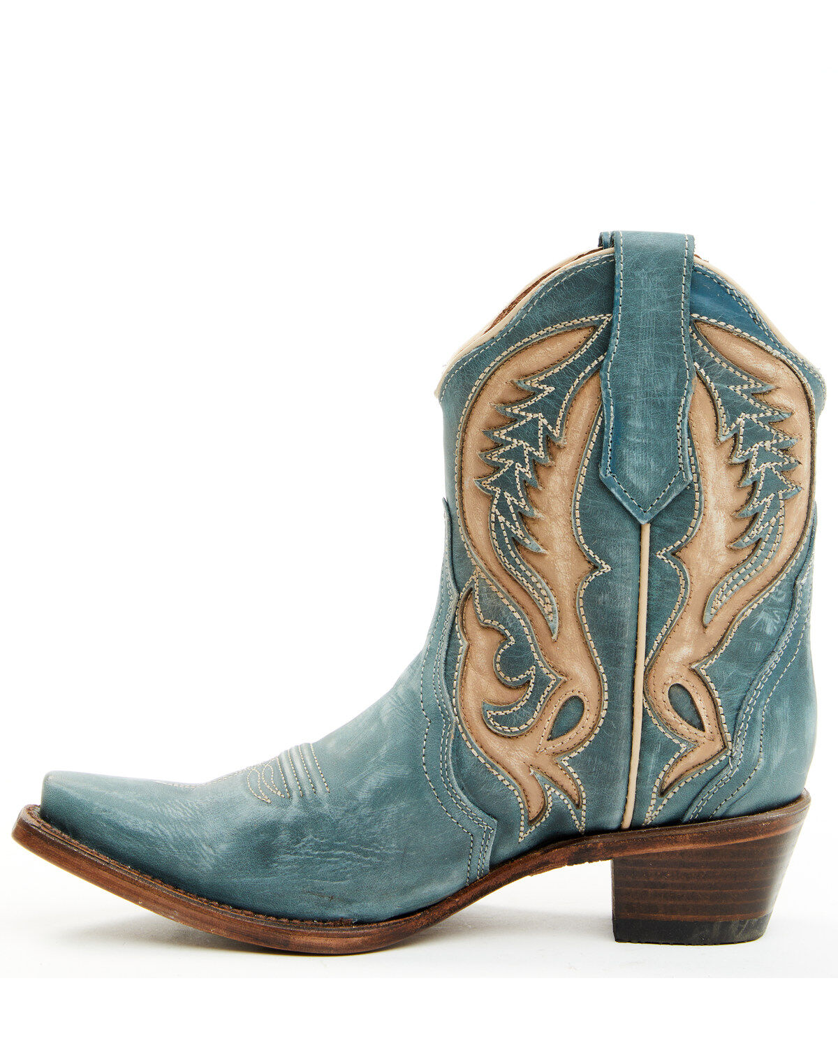 Circle G Women's Distressed Inlay Western Booties - Snip Toe