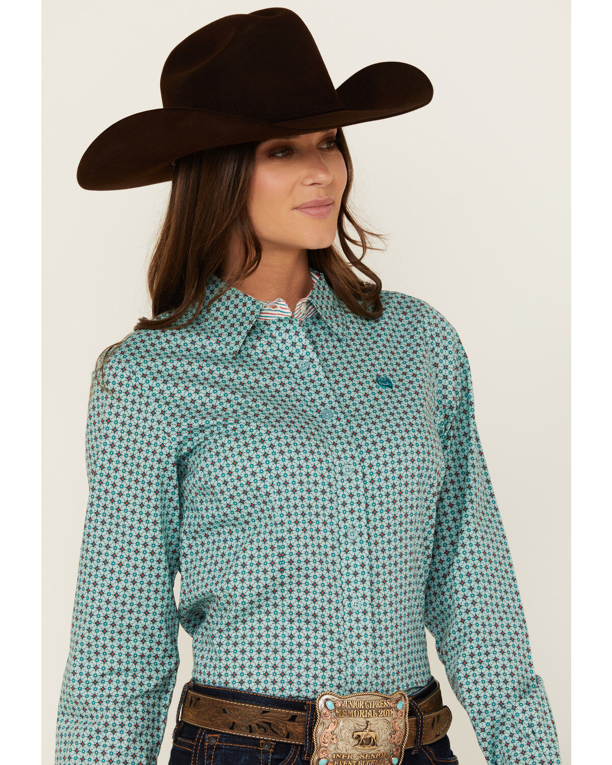 Cinch Women's Printed Long Sleeve Button-Down Western Shirt