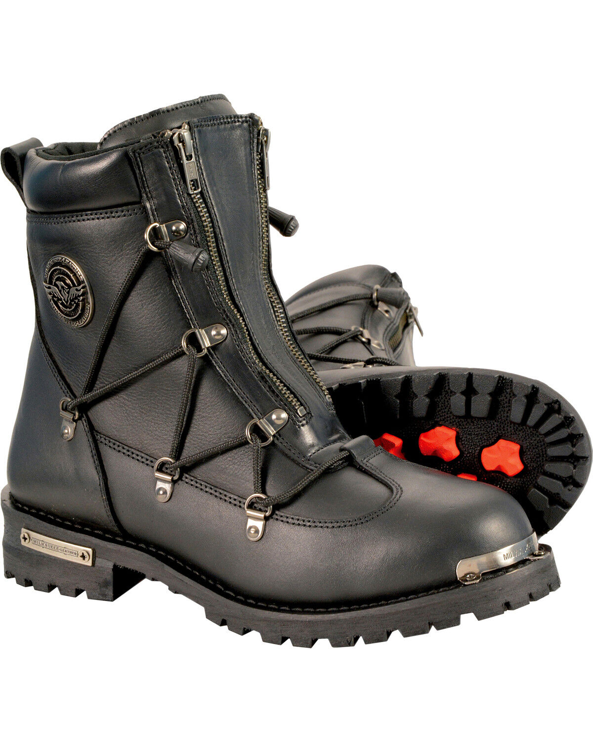Milwaukee Leather Men's Twin Zipper Cap Toe Boots - Round Toe