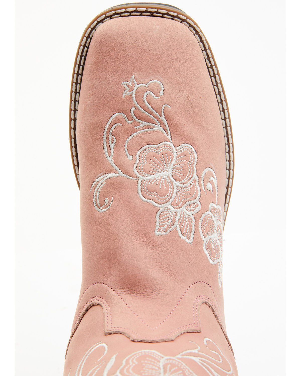 Shyanne Girls' Little Lasy Floral Embroidered Leather Western Boots - Broad Square Toe