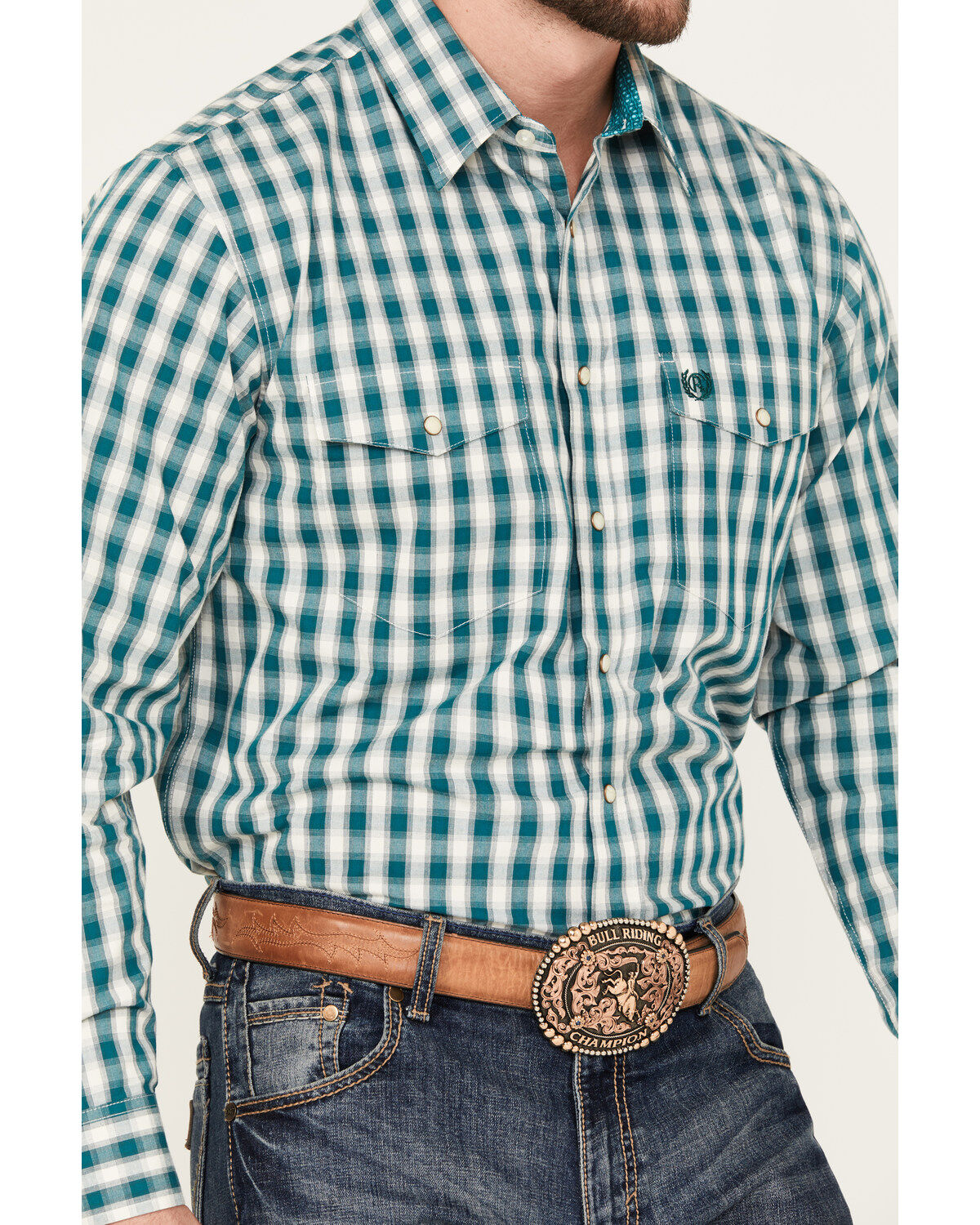 Panhandle Select Men's Plaid Print Long Sleeve Snap Western Shirt