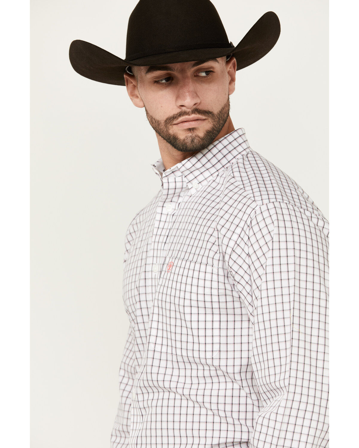 Ariat Men's Briggs Windowpane Plaid Print Long Sleeve Button-Down Western Shirt