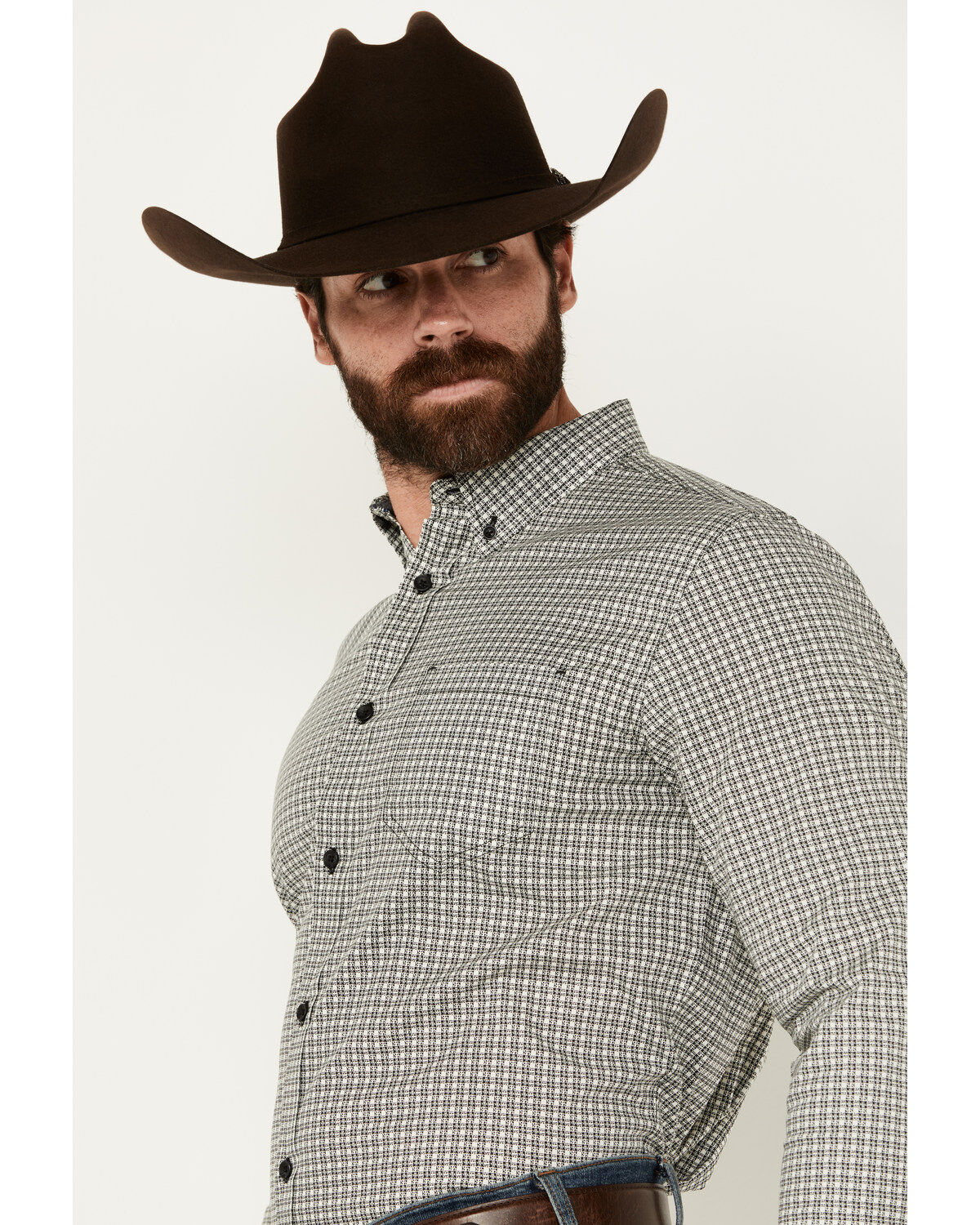 Cody James Men's Burro Checkered Print Long Sleeve Button-Down Shirt